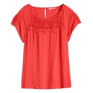 Skies are Blue Hardie Crochet Detail Top Medium